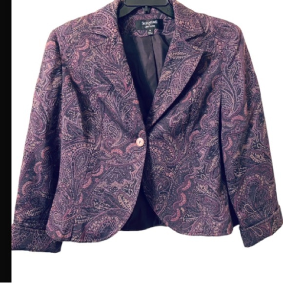 Signature by Larry Levine Jackets & Blazers - Signature by Larry Levine Size 16 Purple Paisley Print Collar Notched Blazer